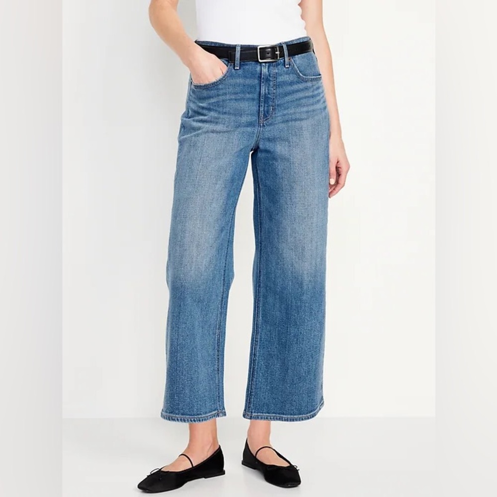 Old Navy Extra High Rise Wide Leg Dark Wash Jeans